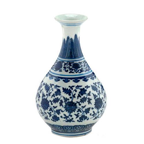 Vaso em Cerâmica Azul/branco 22.5 Cm