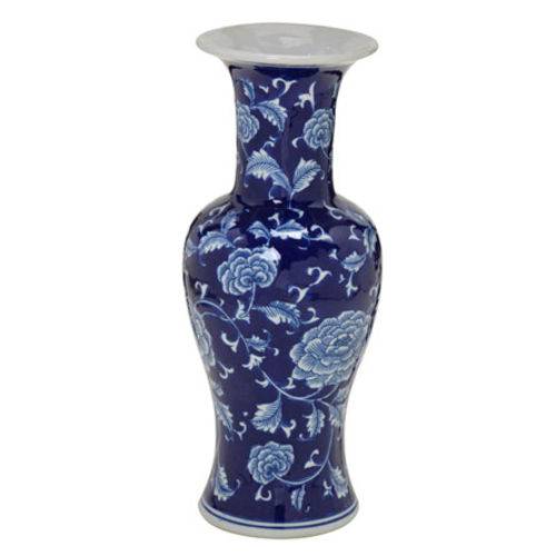 Vaso em Cerâmica Azul/branco 36 Cm
