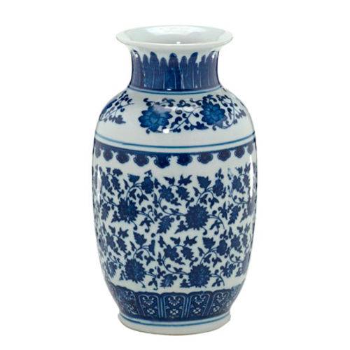 Vaso em Cerâmica Azul/branco 28 Cm