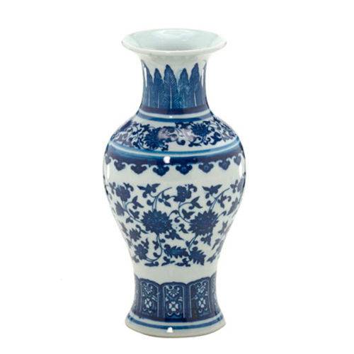 Vaso em Cerâmica Azul/branco 22 Cm