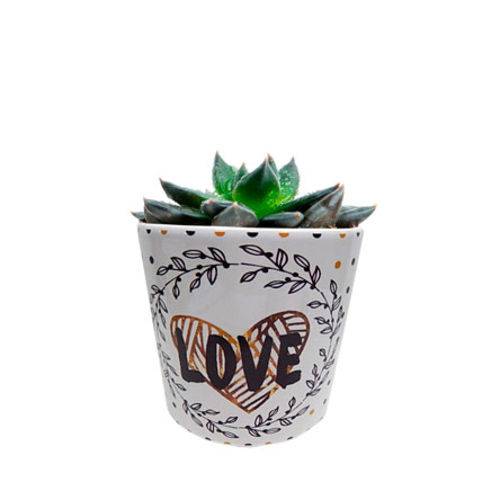 Vaso em Cerâmica Branco Love 14 Cm