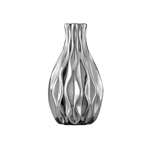 Vaso em Ceramica na Cor Prata 6,5x12cm