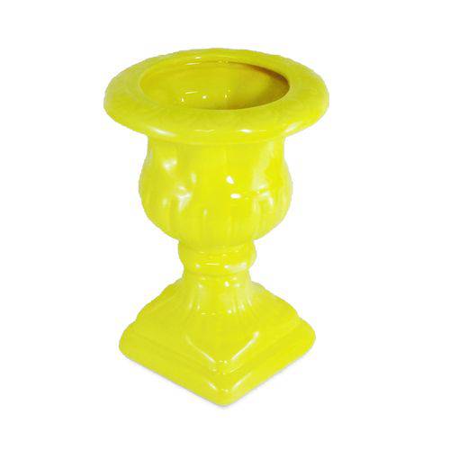 Vaso Grego Decorativo em Cerâmica Amarelo 22 Cm Taça