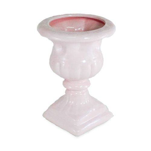 Vaso Grego Decorativo em Cerâmica Rosa Bebê 22 Cm Taça