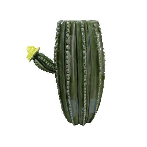 Vaso Hedge Cactus em Cerâmica - 25x12 Cm - Cor Verde - 40396