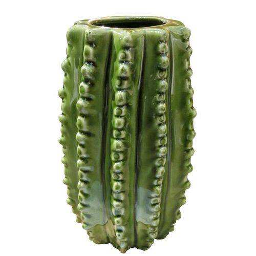 Vaso Hedge Cactus em Cerâmica - Pequeno - 20x12 Cm - Cor Verde - 40397