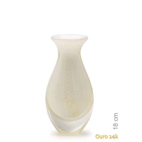 Vaso Mini Nº 2 Branco com Ouro - Murano - Cristais Cadoro