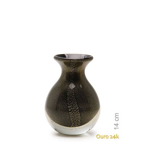 Vaso Mini Nº 3 Preto com Ouro - Murano - Cristais Cadoro