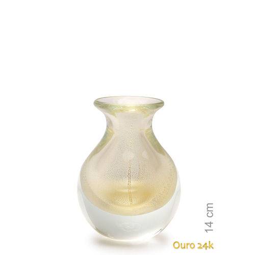 Vaso Mini Nº 3 Transparente com Ouro - Murano - Cristais Cadoro