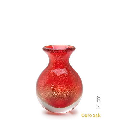 Vaso Mini Nº 3 Vermelho com Ouro - Murano - Cristais Cadoro