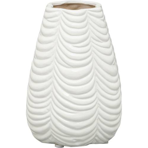 Vaso Ornamental de Cerâmica Layers Branco - Prestige