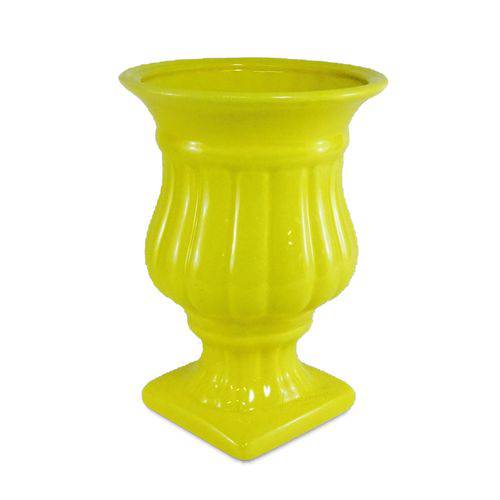 Vaso Romano Decorativo em Cerâmica Amarelo 23 Cm Taça