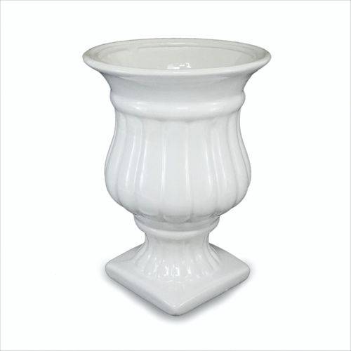 Vaso Romano Decorativo em Cerâmica Branco 23 Cm Taça