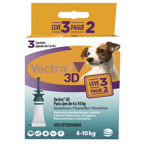 Vectra 3D para Cães de 4 a 10 Kg 1,6 ML - Leve 3 Pague