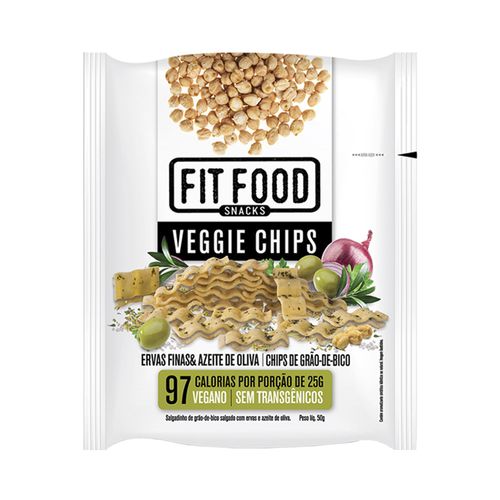 Veggie Chips de Grão-De-Bico Sabor Ervas Finas e Azeite de Oliva - Fit Food - 50g