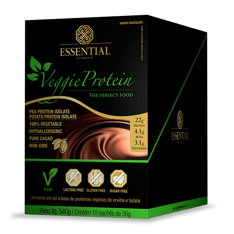 Veggie Protein (13 Sachês-35g) Essential Nutrition-Cacao