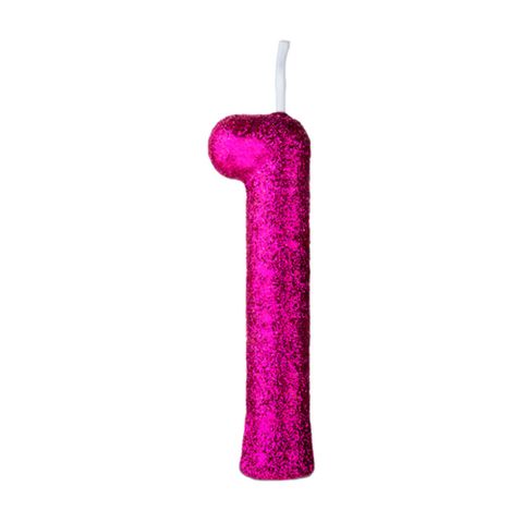 Vela de Aniversário Cintilante Pink Nº 1 - Regina