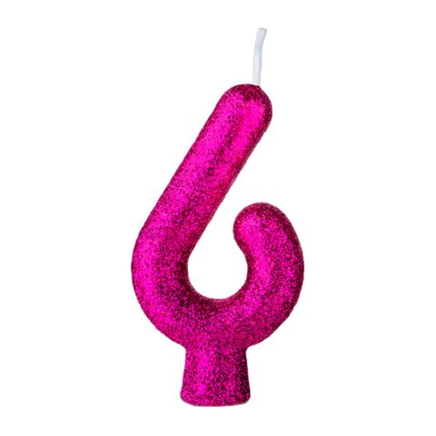 Vela de Aniversário Cintilante Pink Nº 6 - Regina