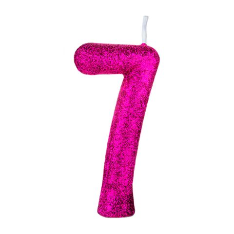 Vela de Aniversário Cintilante Pink Nº 7 - Regina