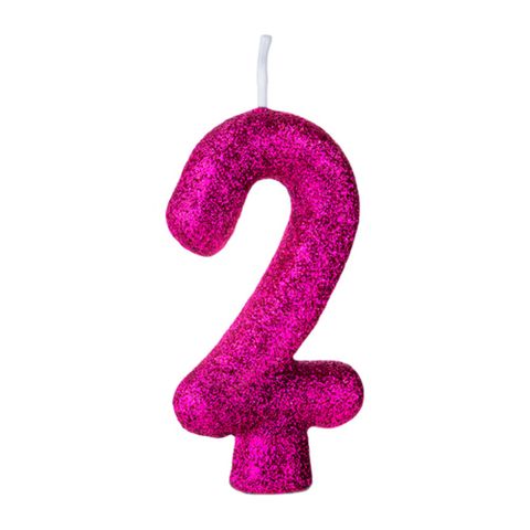 Vela de Aniversário Cintilante Pink Nº 2 - Regina