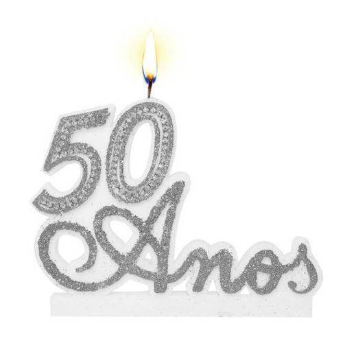 Vela de Aniversário Prata - 50 Anos
