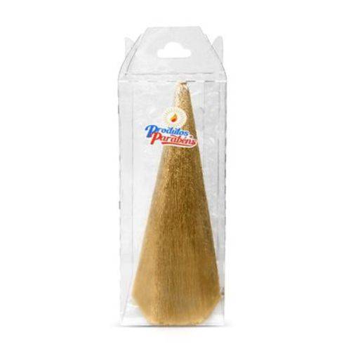 Vela Piramide Frisada Ouro 15cm Natal Produtos Parabéns