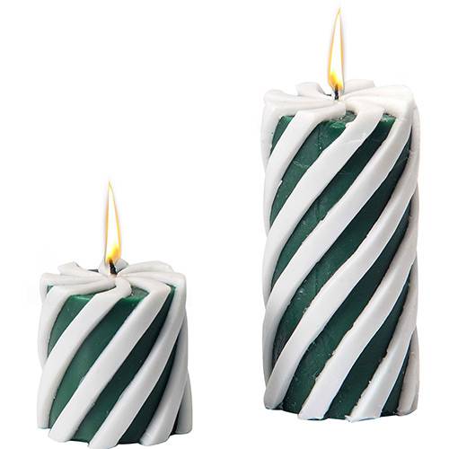 Vela Tradicional Natal Branca e Verde, 2 Unidades - Christmas Traditions