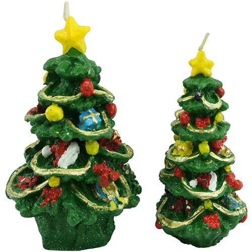 Velas Árvore de Natal Christmas Traditions 14,5cm e 12,5cm 2 Peças - Coloridas
