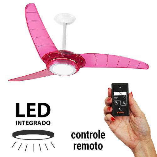 Ventilador de Teto Spirit 303 Rosa Neon LED Controle Remoto 127V