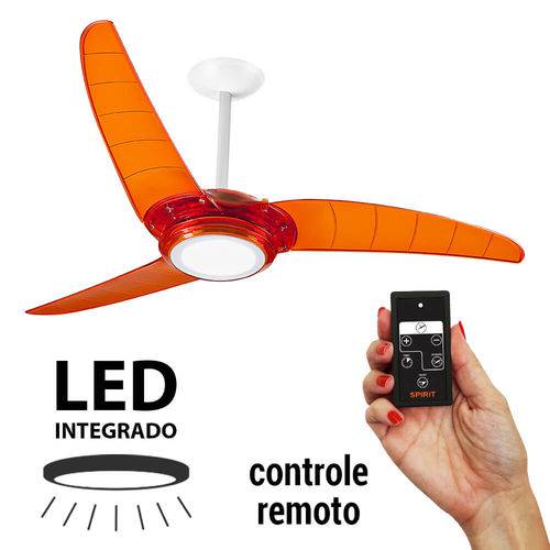 Ventilador de Teto Spirit 303 Tangerina LED Controle Remoto 127v