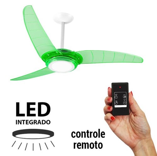 Ventilador de Teto Spirit 303 Verde Neon LED com Controle Remoto