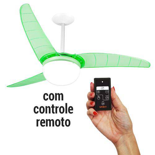 Ventilador de Teto Spirit 302 Verde Neon Lustre Globo com Controle Remoto Cr01 - 127v