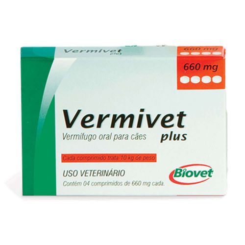 Vermífugo Biovet Vermivet Plus para Cães - 4 Comprimidos 660mg