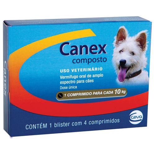 Vermífugo Ceva Canex Composto para Cães 4 Comprimidos