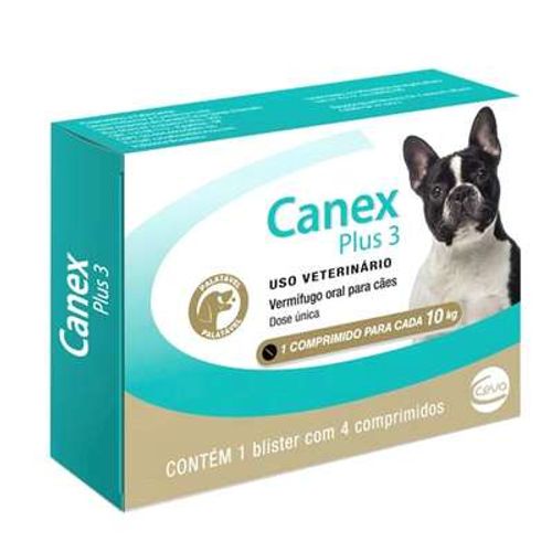 Vermífugo Ceva Canex Plus 3 para Cães 4 Comprimidos