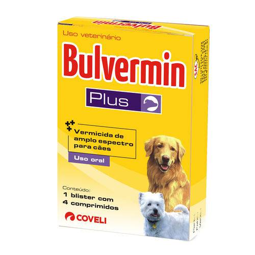 Vermífugo Coveli Bulvermim Plus 4 Comprimidos para Cães - 1 Blister
