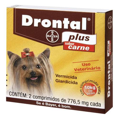 Vermifugo Drontal Plus Carne para Cães Pequenos C/ 2