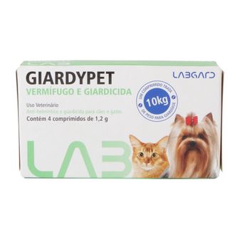 Vermífugo e Giardicida Giardypet 1,2g Labgard P/ Cães e Gatos C/ 4 Comprimidos