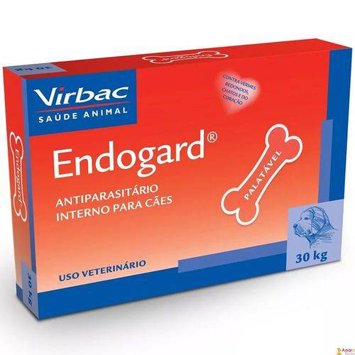 VERMÍFUGO Endogard Virbac CÃES 10,1 Kg a 30 Kg Caixa com 6UN