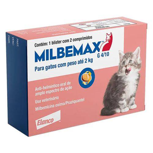 Vermífugo Milbemax G Gatos de 0,5kg a 2kg com 2 Comprimidos