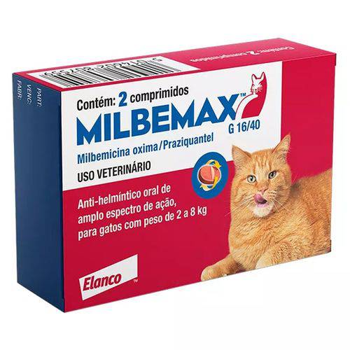 Vermífugo Milbemax G Gatos de 2kg a 8kg com 2 Comprimidos