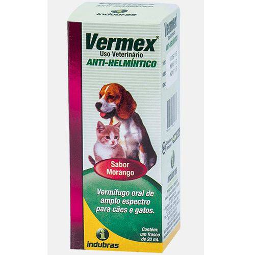 Vermífugo Oral Indubras Vermex para Cães e Gatos 20ml