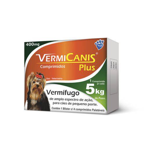 Vermifugo para Cães Até 5kg Vermicanis Plus - 4 Comprimidos