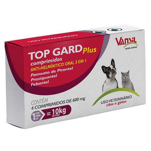 Vermífugo para Cães e Gatos Top Gard Plus 600mg