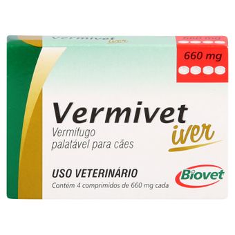 Vermífugo Vermivet Iver Biovet 660mg C/ 4 Comprimidos