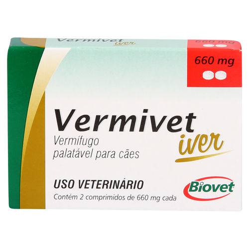 Vermífugo Vermivet Iver Biovet 660mg C/ 2 Comprimidos