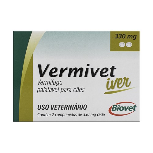 Vermivet Iver 330mg para Cães Uso Veterinário com 2 Comprimidos