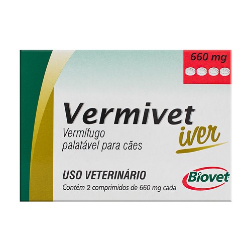Vermivet Iver 660mg para Cães Uso Veterinário com 2 Comprimidos