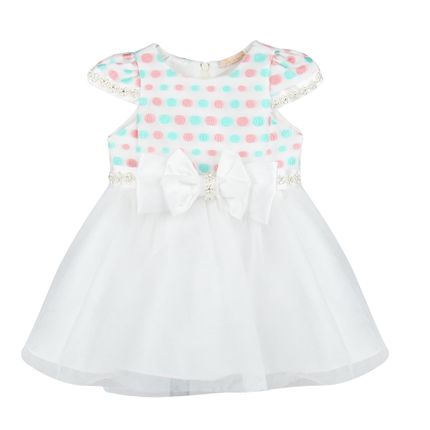 Vestido Baby Festa Poá Candy Color - Off White - Petit Cherie-0-3m