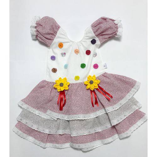 Vestido Caipira de Fuxico - Festa Junina - Quimera Kids